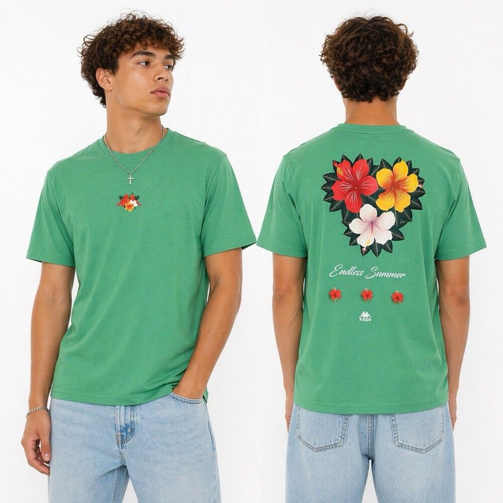 NWT Kappa Men's Large Authentic Runis T-Shirt Tee Red 100% Cotton Molynes Summer
